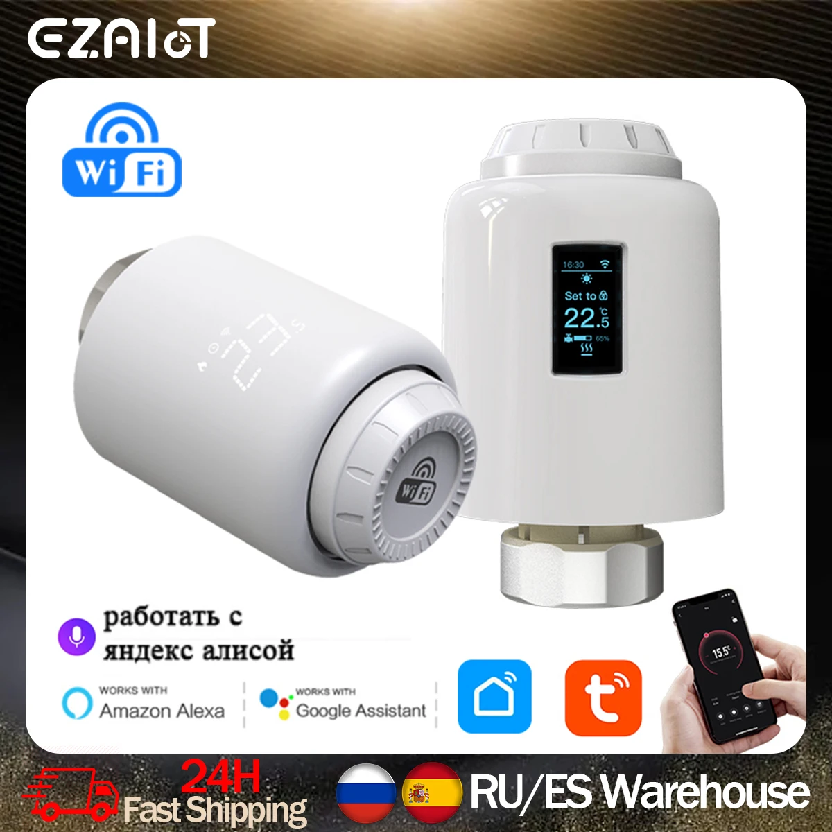 

TRV 604 WiFi Radiator Valve Smart Tuya Home Heating Thermostat Actuator Programmable Temperature Controller Alexa Google Voice