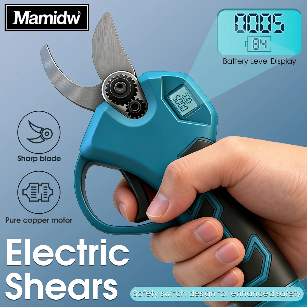 Mamidw electric pruning shears with display screen, equipped with SK5 blades, 30mm opening width, For Makita 18v Battery