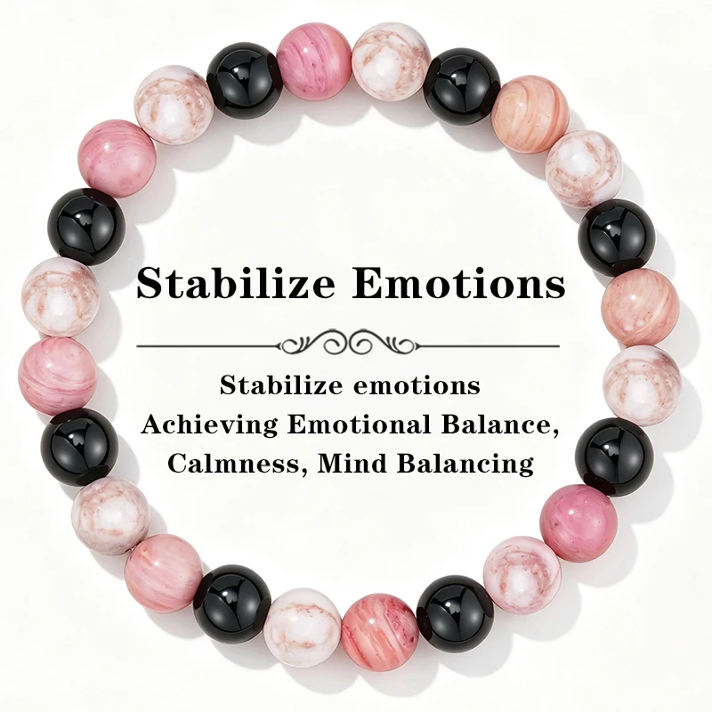 8mm Healing Crystal Beaded Bracelet Jewelry Gifts for Women Fivefold Protection Stress Relief Empath Protection New Beginnings