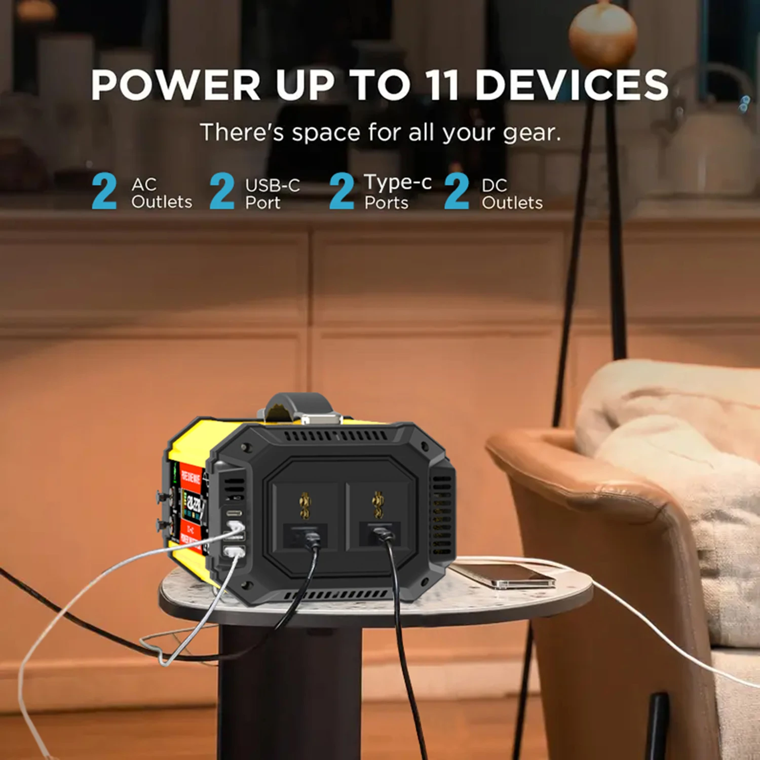 power inverter DC 12V to AC 220V, equipped with dual universal sockets, pure sine wave, fast charging, portable, for outdoor use - view 3