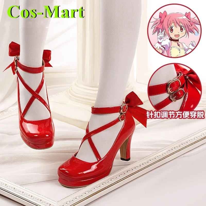 Cos-Mart Puella Magi Madoka Magica Kaname Madoka รองเท้าคอสเพลย์ Universal Combat Boots เล่นบทบาทใช้อุปกรณ์เสริม