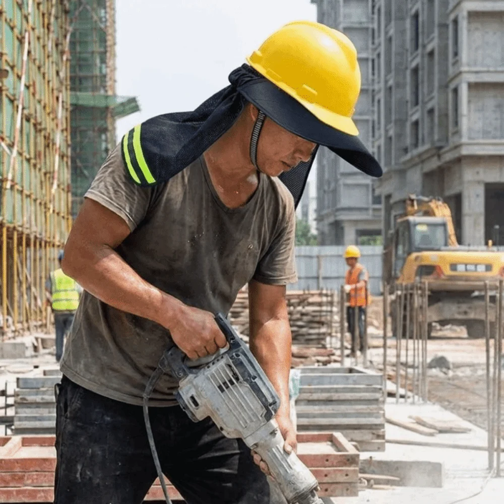 Mesh Hard Hat Sun Shield UV Protection Breathable Reflective Cap Cover Reflective Stripe Mesh Neck Sun Shield Gardening