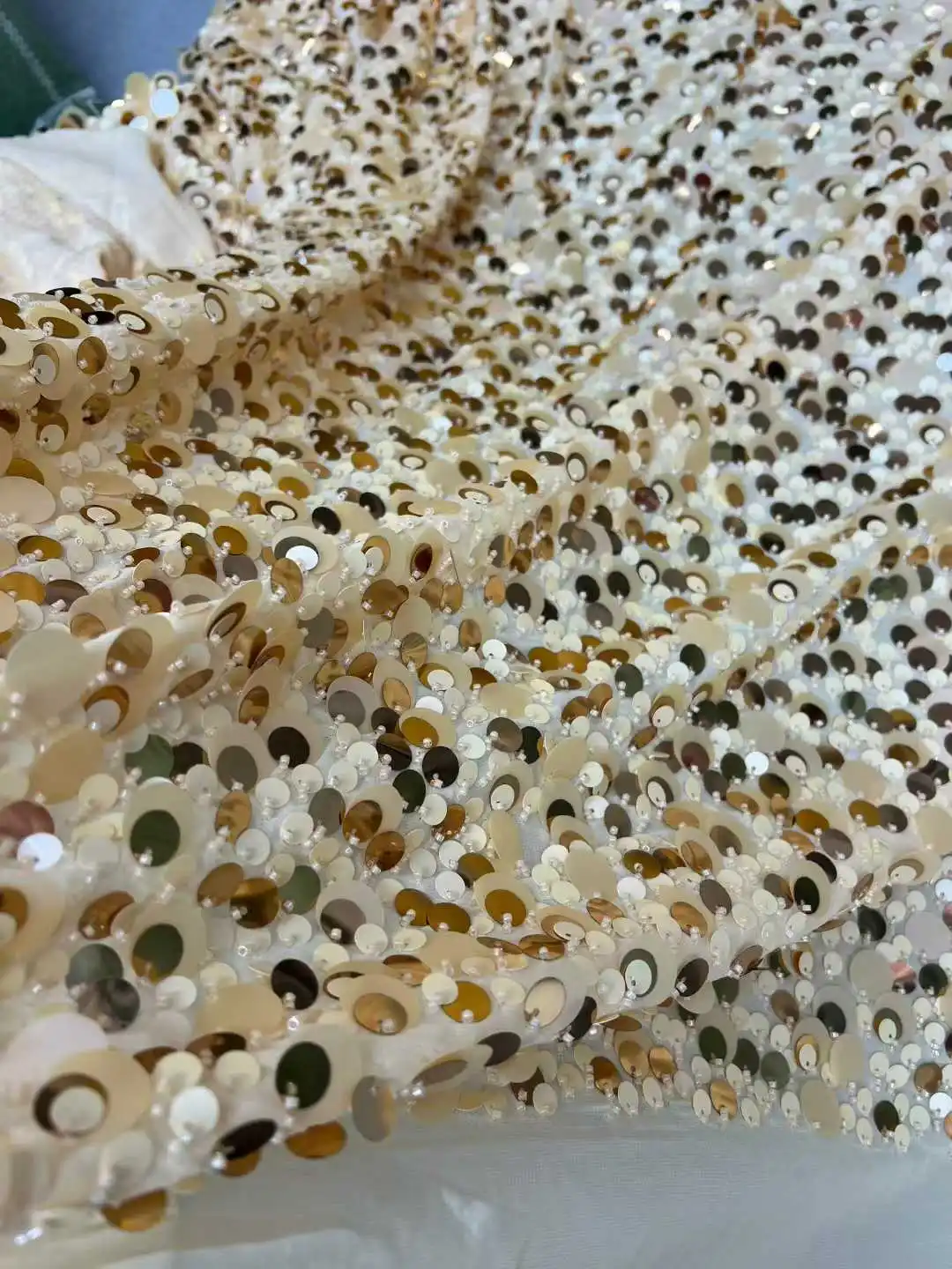 رائعة فاخرة نوبل تصميم الأزياء الجديدة النسيج اليدوية التطريز صافي الدانتيل الترتر الكامل لصنع فستان الزفاف النساء CC1778 #2