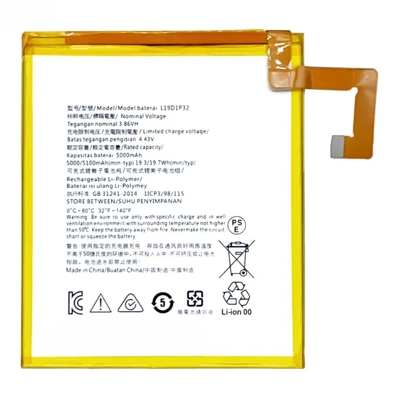 High Quality New L19D1P32 Tablet Battery 3.86V 5000mAh For Lenovo Tab M10 Plus Tablet Smart Tab M10 FHD Plus TB-X606 TB-X606F
