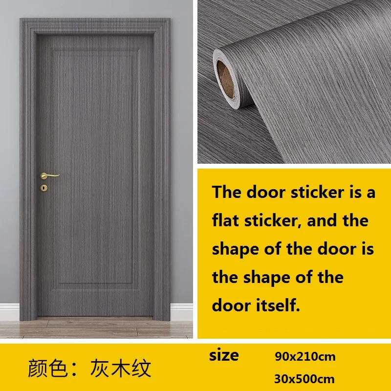 90x210cm/30x500cm Gray Wood Grain Door Sticker Self Adhesive DIY Furniture Desktop Cabinet Refurbishment Wallpaper Home Decor