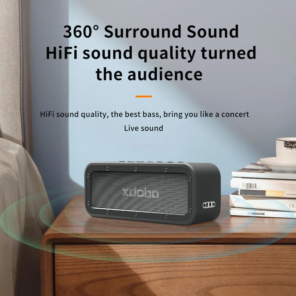 Caixa de Som Bluetooth XDOBO Sem Fio 50W com Subwoofer de Alta Potência e Graves Profundos para Casa, Atividades ao Ar Livre, Camping, Passeios, Caminhadas e Festas