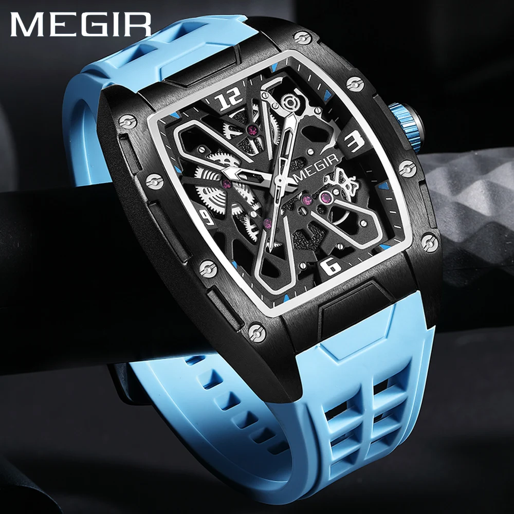 MEGIR Top Luxury Brand Men Quartz Wristwatch Fashion Tonneau Dial Sports Waterproof Luminous Date High Quality Men Watch
