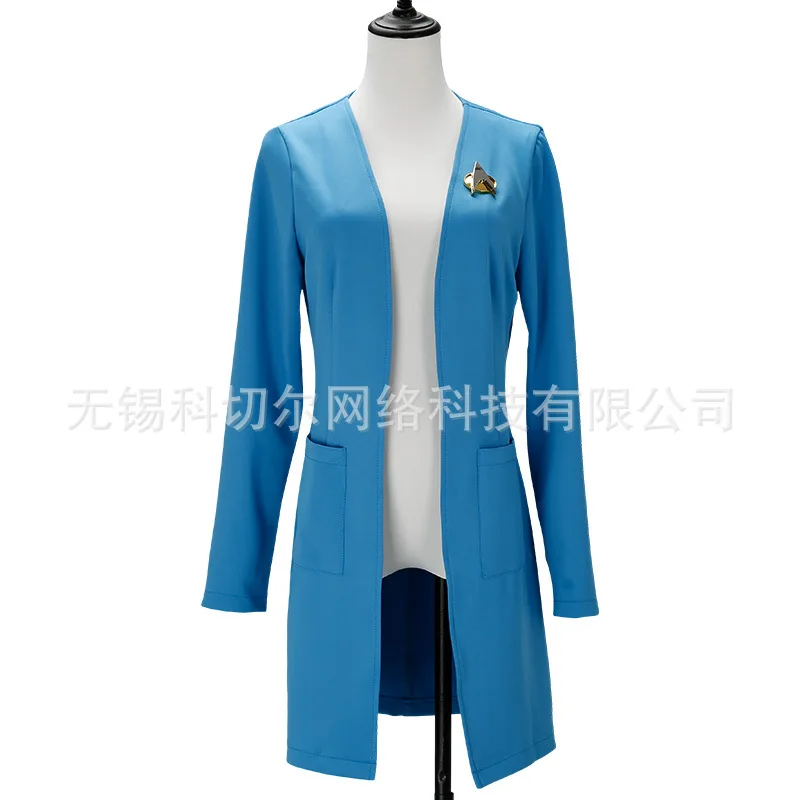 Yue Man Star Trek Cosplay Costume Tng Women's Pure Blue Outfit For Fans Convention Appearances Photoshoots