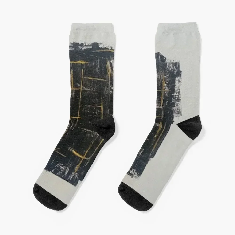 

Black and Gold Maze Socks golf with print Woman Socks Men's