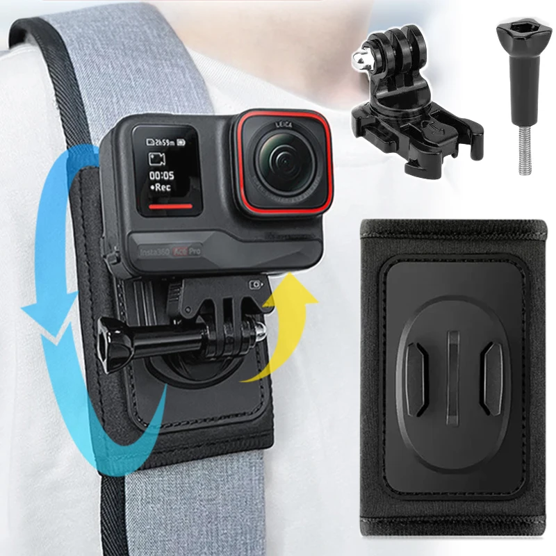 360 Rotation Bag Backpack Shoulder Strap Mount Strap Holder for GoPro 13 12 11 10 9 8 DJI Action 5 Pro4 Insta360 X4 X3 Accessory