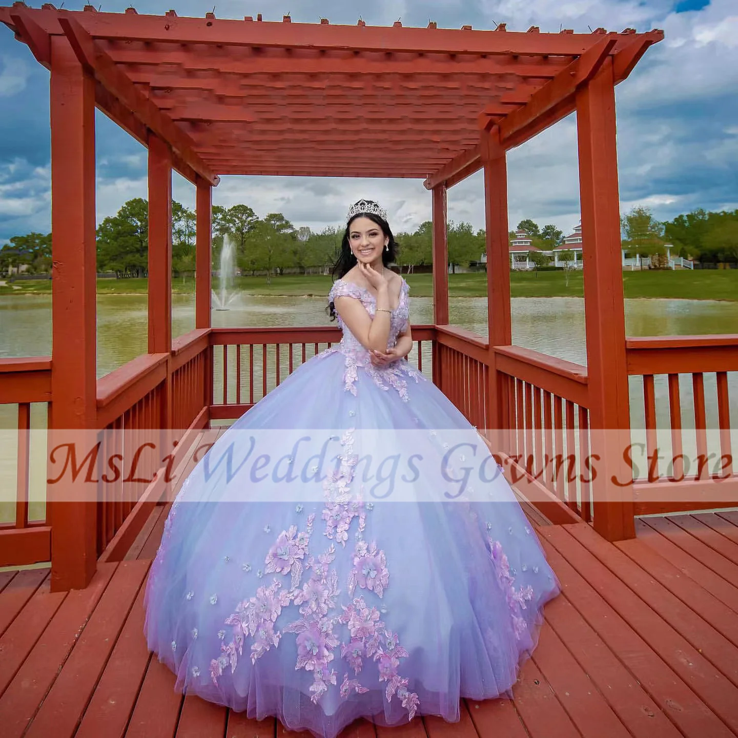 Vestidos De lavanda para quinceañera, flores 3D, cuentas, tren De barrido, Princes, Vestidos De baile, cumpleaños, graduación, 15 Años