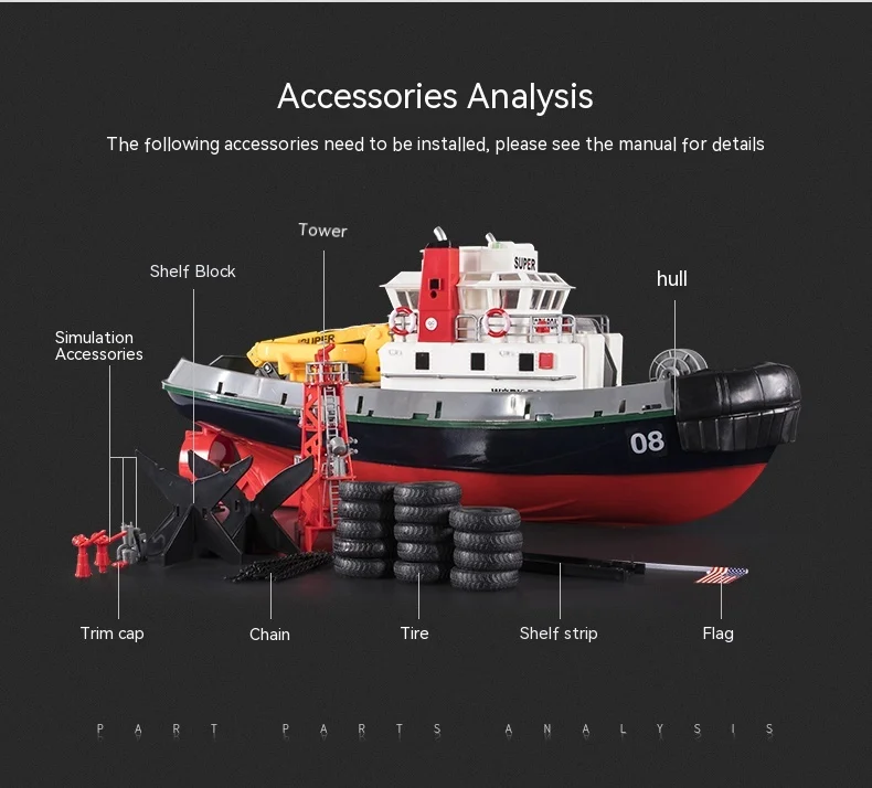 Controle Remoto Rescue Speedboat para Crianças, Barco De Controle Remoto Sem Fio, Brinquedo De Pulverização, Resgate De Incêndio, 2.4g