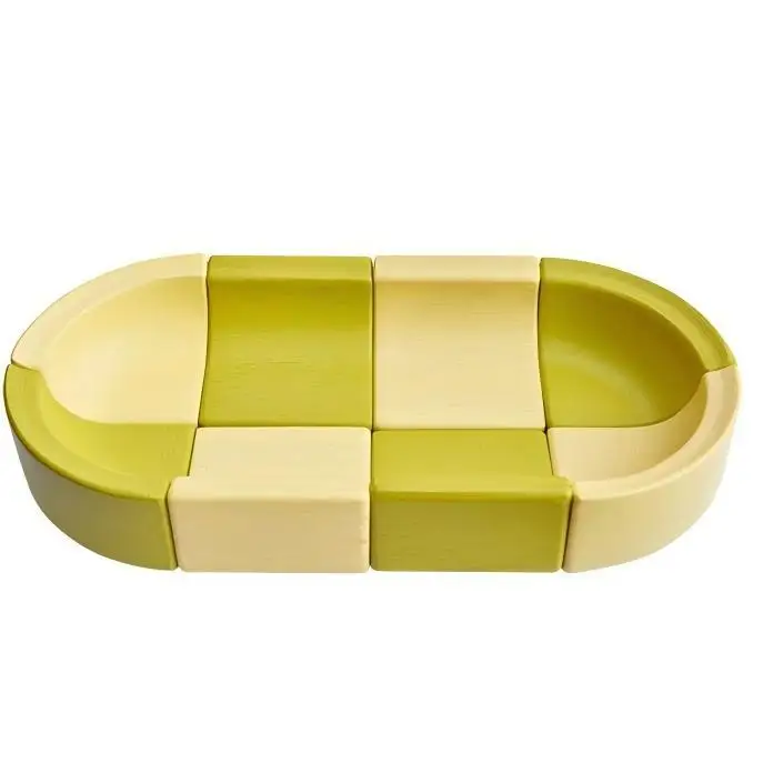 Mustard Green Log Splicing Oval Storage Plate Model Room Clubhouse Table Entrance Coffee Table Decoration