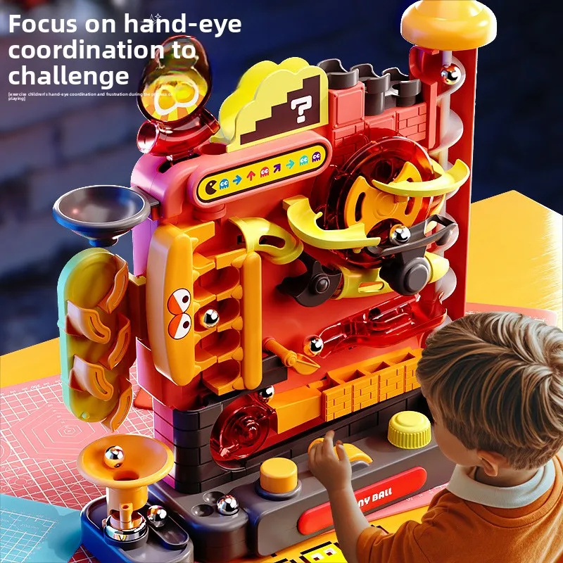 Pädagogisches Montessori-Spielzeug Mehrstufiges Kugelbahn-Abenteuer-Spiel Interaktives Modell für Gehirntraining Weihnachtsgeschenk für Kinder – Detail 15