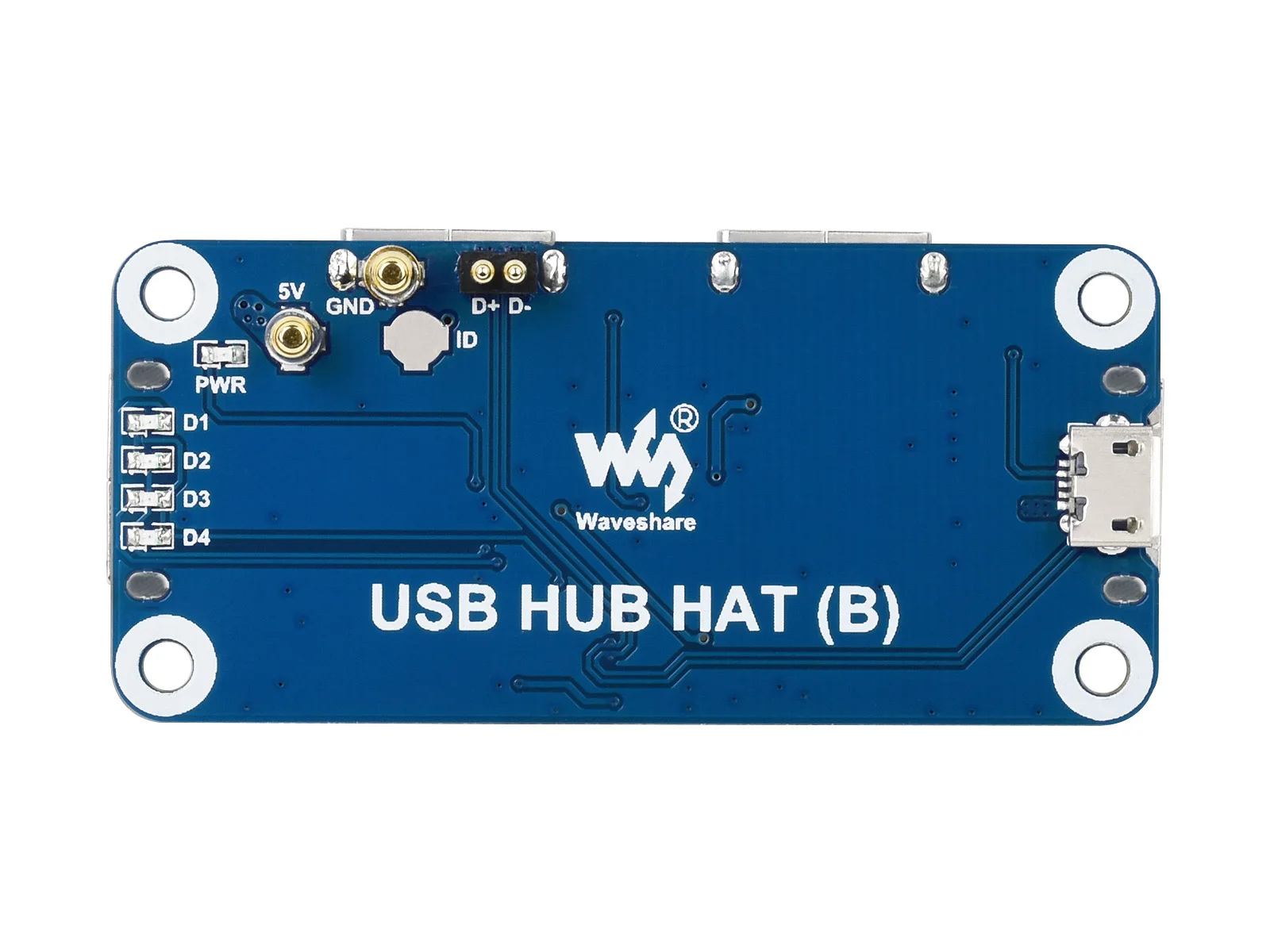 Waveshare-concentrador de red USB (B) Para Raspberry Pi Series, 4x puertos USB 2,0, Pin Pogo para serie Zero