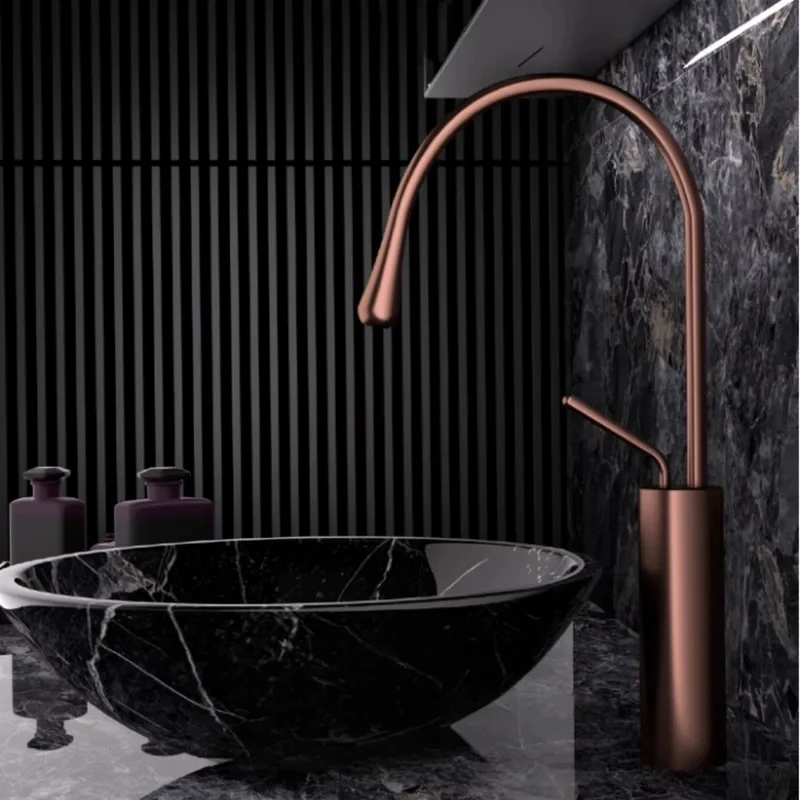 

Polished rose gold bathroom faucet、Polished gold basin hot and cold water faucet、Brass washbasin swivel faucet