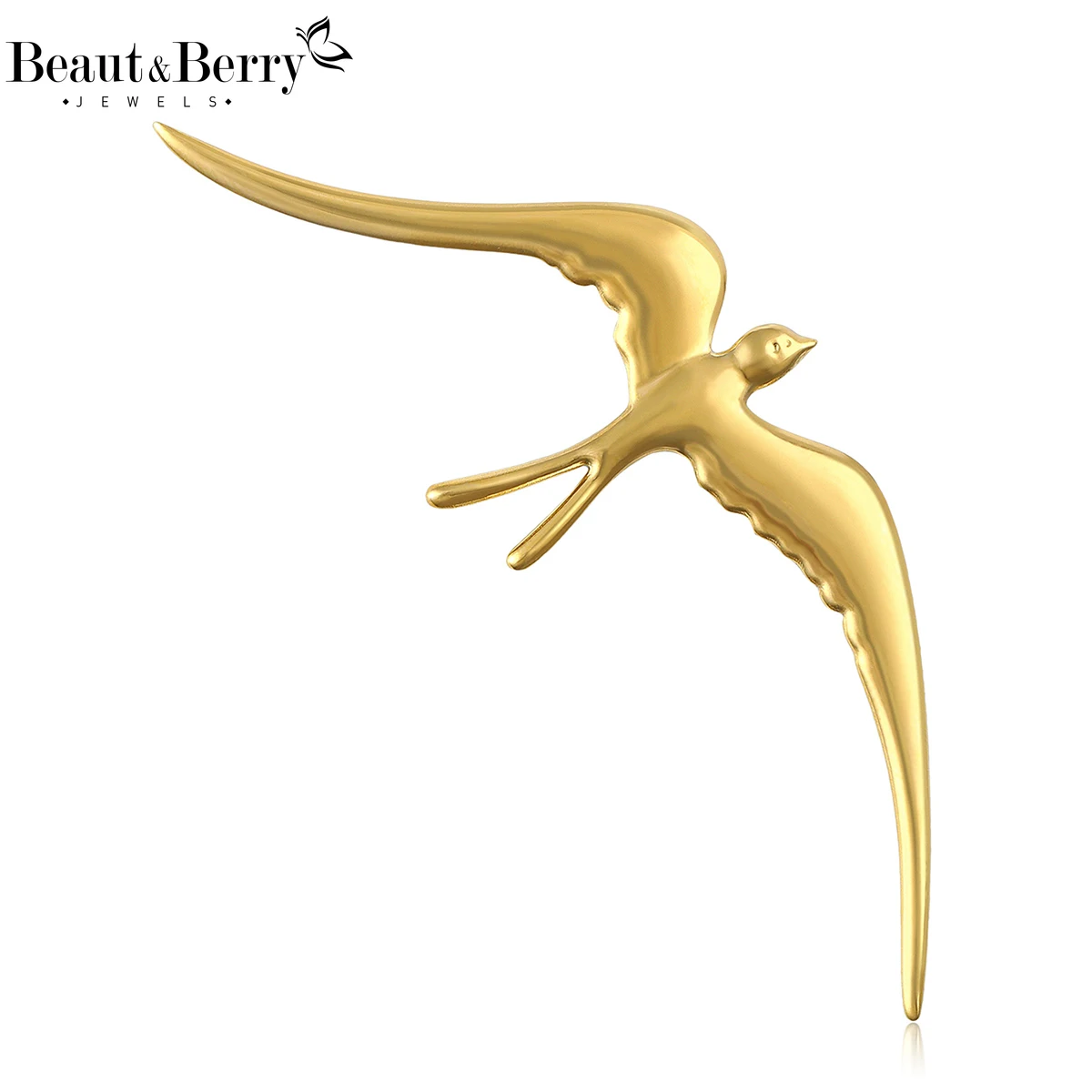 Beaut&Berry Trendy Stainless Steel Swallow Brooches for Women Unisex Bird Animal Pins Casual Party Jewelry Accessories Gifts