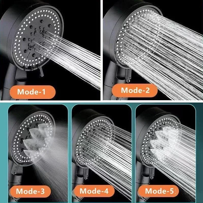 1PC/SET Shower Head 5 Mode Adjustable One-key Stop Water Saving Shower Heads