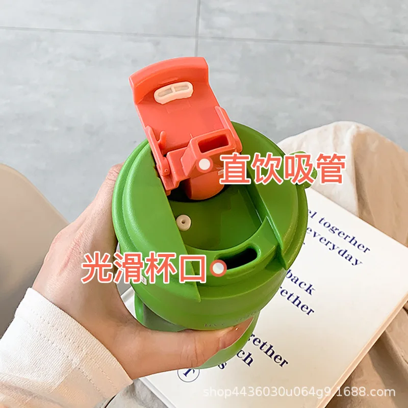 Thermal Insulation Portable Water Bottles Cup with Straw Stainless Steel Aesthetic Water Bottle Travel Mug Coffee Thermos - Image 6