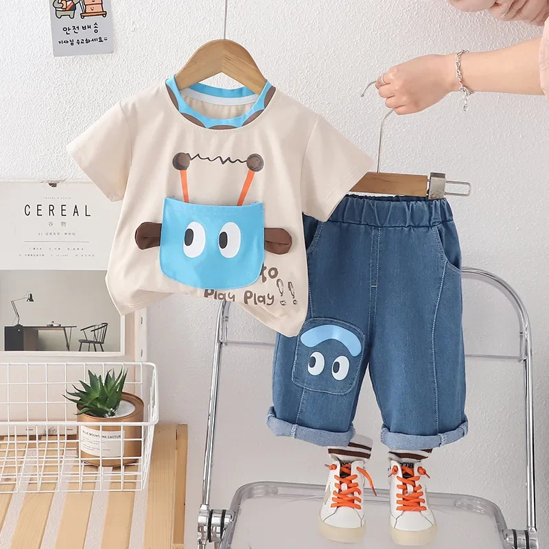 

New Summer Baby Clothes Suit Kids Clothing Children Boys T-Shirt Shorts 2Pcs/Set Infant Casual Cartoon Costume Toddler Tracksuit