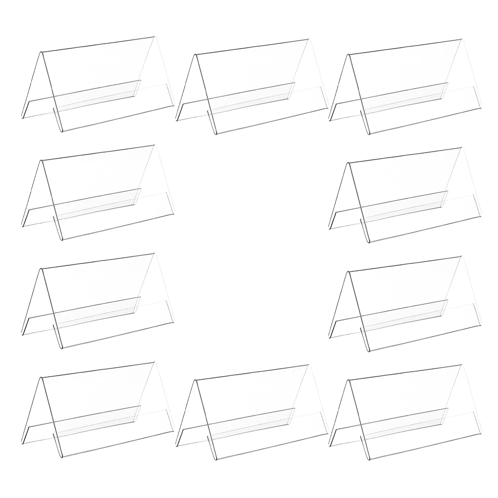 

10pcs Conference Table Sign Double Sided Blank Desk Plate Office Reusable Transparent Name Tag Holder Clear Seating Stand