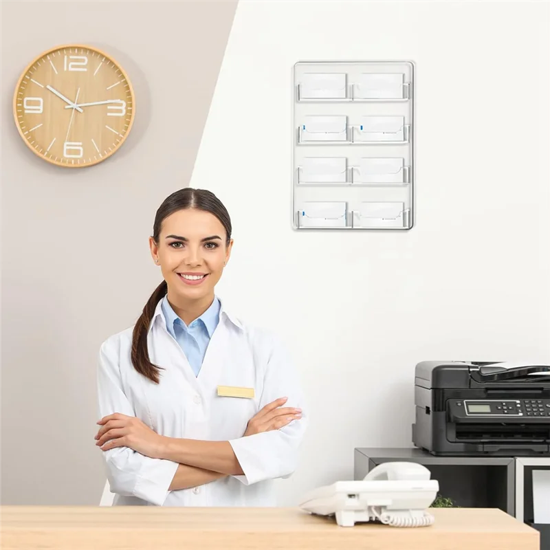 Clear Acrylic Business Card Holder Wall Mount Display Rack Multiple Card Holders Sticker Organizer-AU47