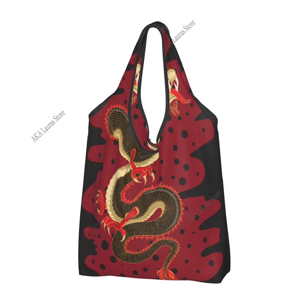 Shopping Bags Women Portable Dragon Snapback Big Capacity Grocery Shopper Tote Bags