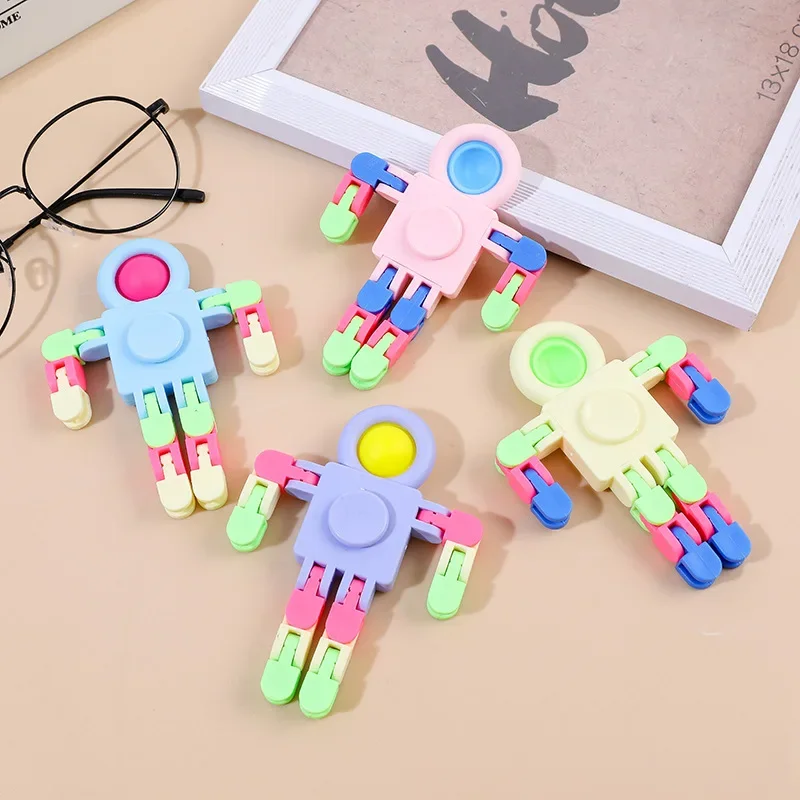 5PCS Fidget Sensory Spinner Toys Transformable Chains Robot Fingertip Toy for Kids Adult Stress Relief Birthday Gifts Prizes