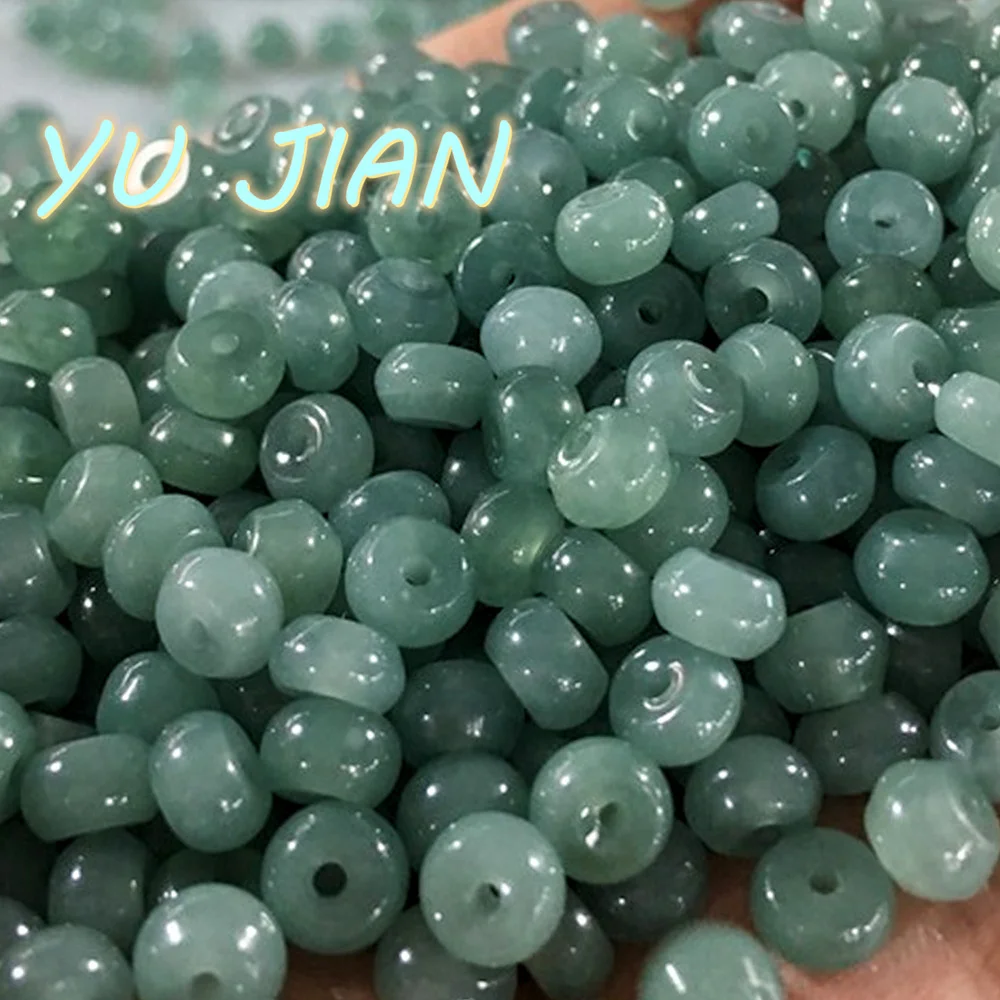 

Real Jade Natural Emerald Oily Blue Aqua Jadeite Accessories DIY Handmade Chain Hand Ring Scattered Beads Exquisite Jewelry