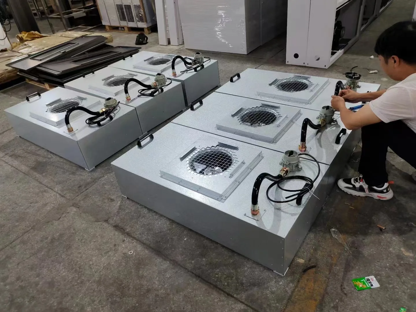 مختبر الفطر صفح تدفق هود وحدة مرشح مروحة Hepa 2x4 Ffu مع H14 0.3um 110 فولت 220 فولت/50 هرتز المقدمة محرك 1000-2000 M3h