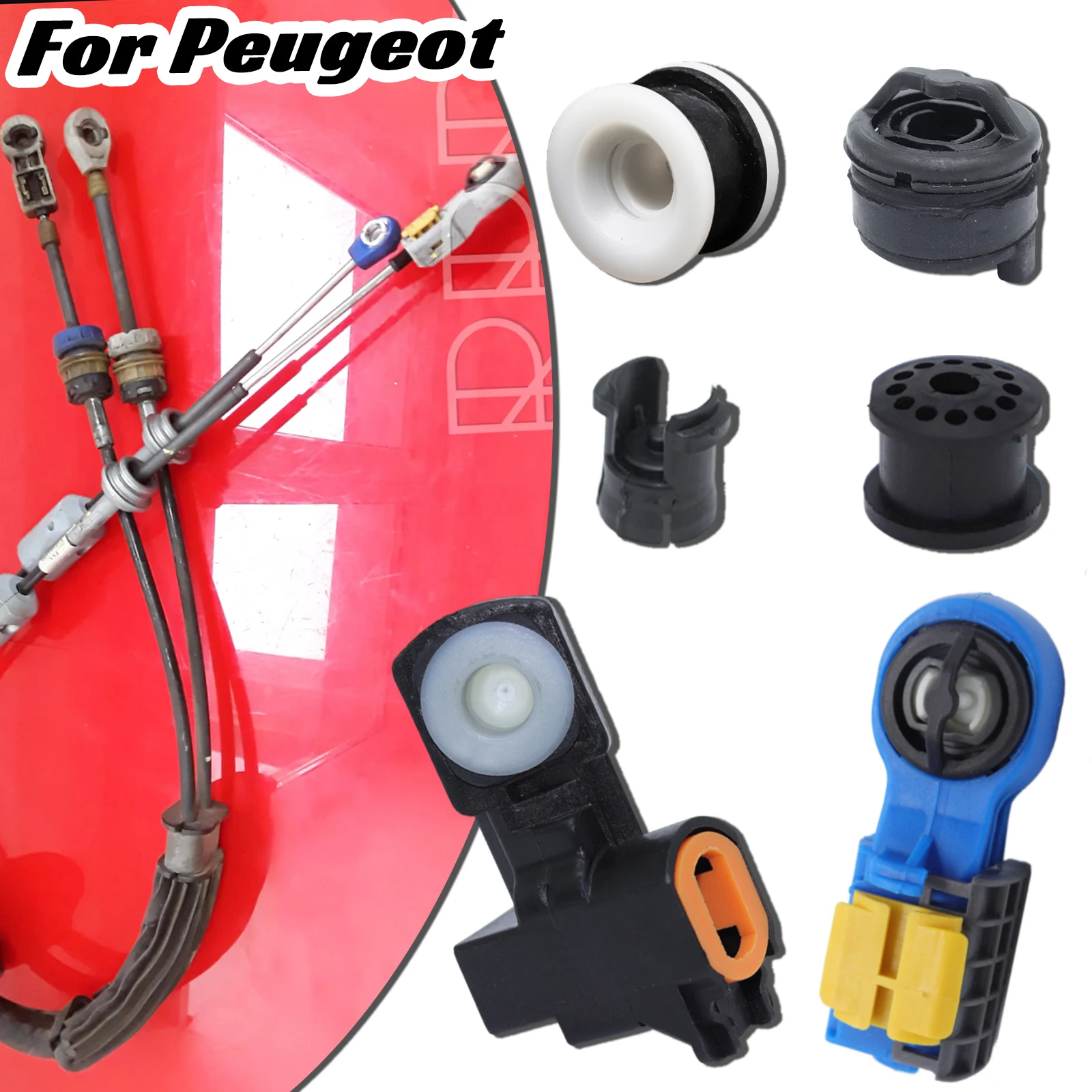 

For Peugeot 3008 5008 RCZ Petrol Car Shifter Cable Bushing Grommet Clip End Linkage Connector Adapter Rod Rubber Kit 9654302180