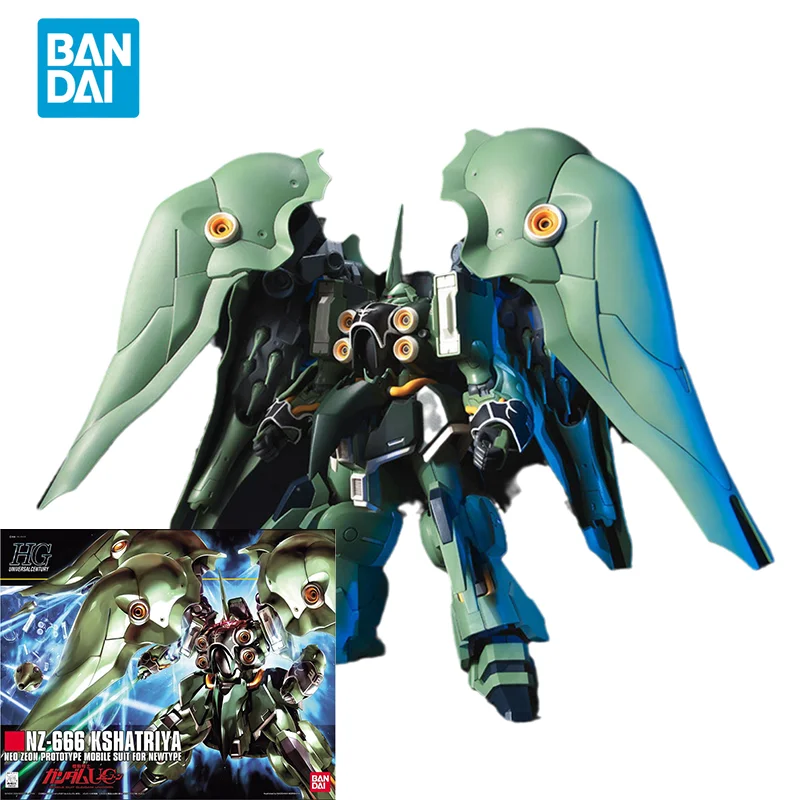 Bandai Original GUNDAM Anime Model HGUC 1/144 NZ-666 KSHATRIYA GUNDAM Action Figure Assembly Model Toys Gifts for Children