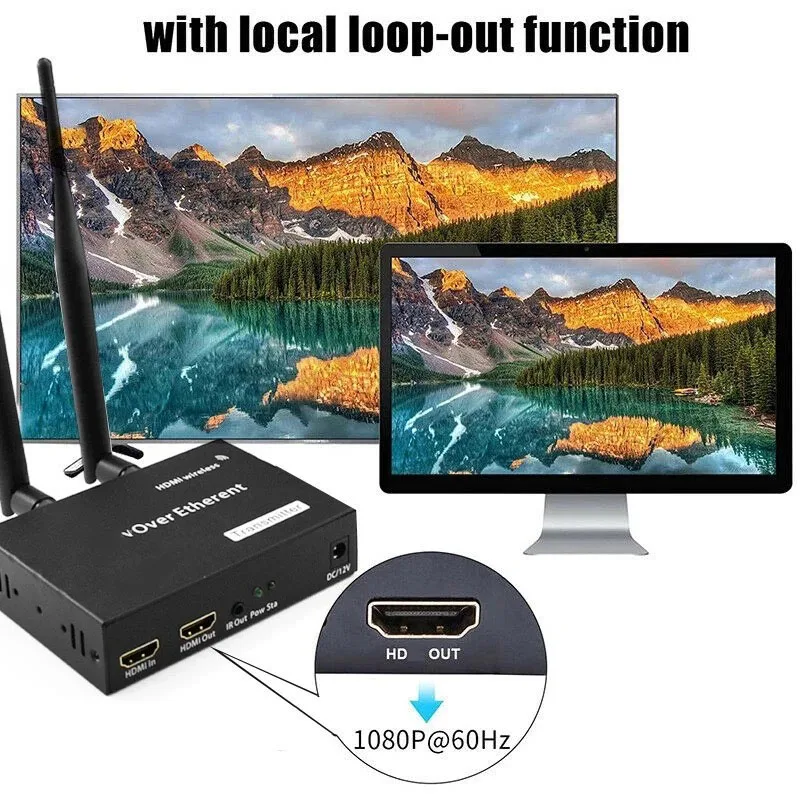 200M Wireless 1080P  Extender  Screen Share Video Transmitter Receiver 1 To 2 3 4 HDMI-compatible  Adapter DVD Camera PC To TV