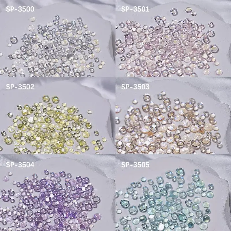 

1pack Glitter Aurora Pink Clear Flatback Mermaid Bead Semi-ball Bubble Nail Art Rhinestones Jewel Decorations Manicure Charms