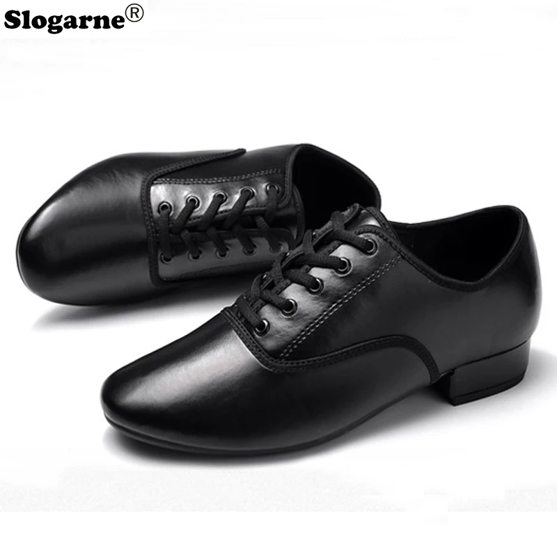 

Men Latin Dance Shoes Man Leather Ballroom Modern Tango Dance Shoes Boys Lace Up Teachers Dance Sneaker 2.5cm Heels Latin Shoes
