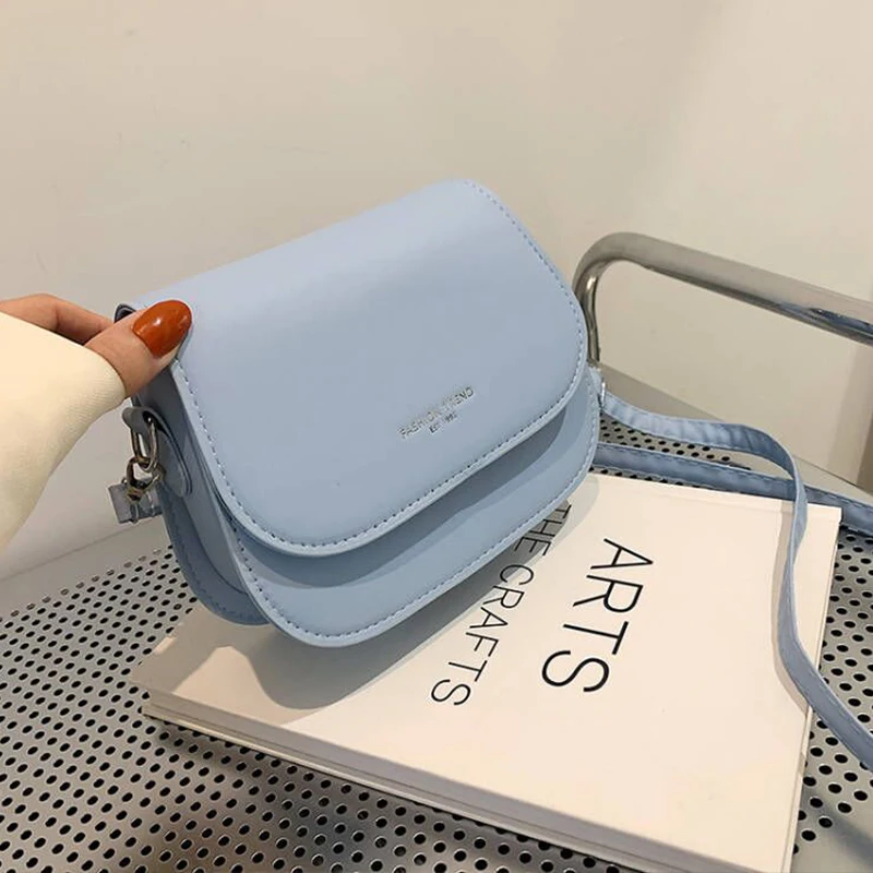Yogodlns Trendy Sattel Schulter Tasche Frauen PU Leder Umhängetasche Einfache Feste Farbe Klappe Umhängetasche Designer Handtaschen Beutel – Detail 28