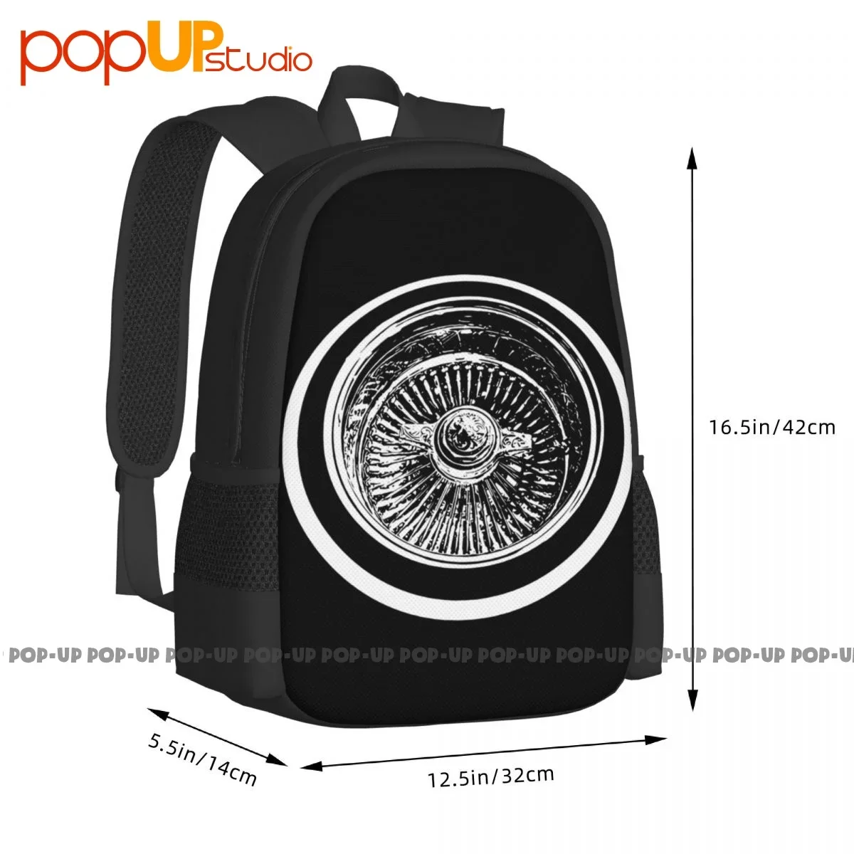 Lowrider Wire Wheel Knockoff Engraved Car Show Backpack Large Capacity Travel Portable Sports Bag Bags For Travel