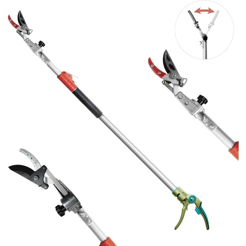 Gartenschere für den Garten, bis zu 2,5 cm geschnitten und hält Teleskopstangenschere, Obstpflücker mit drehbarem Klingenkopf