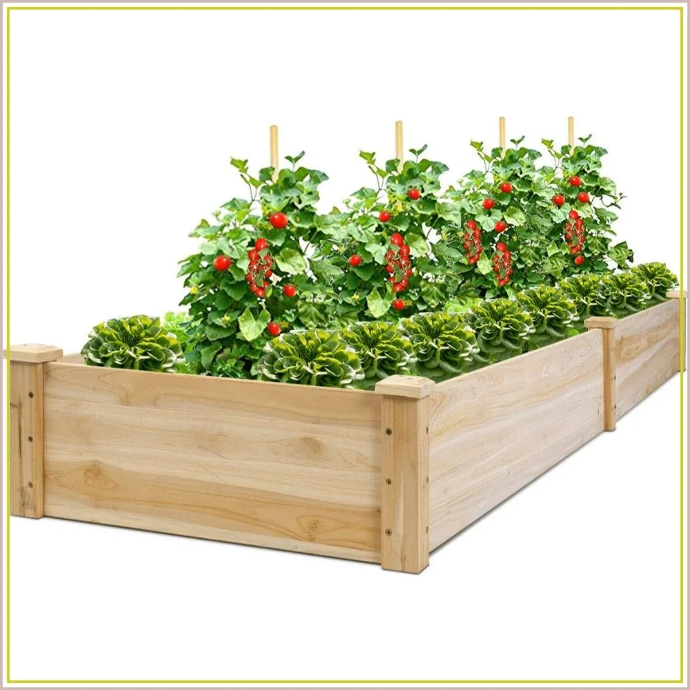 

Wooden Elevated Garden Bed Planter Box for Patio, Deck, Balcony, Outdoor - 97x25x10 inches