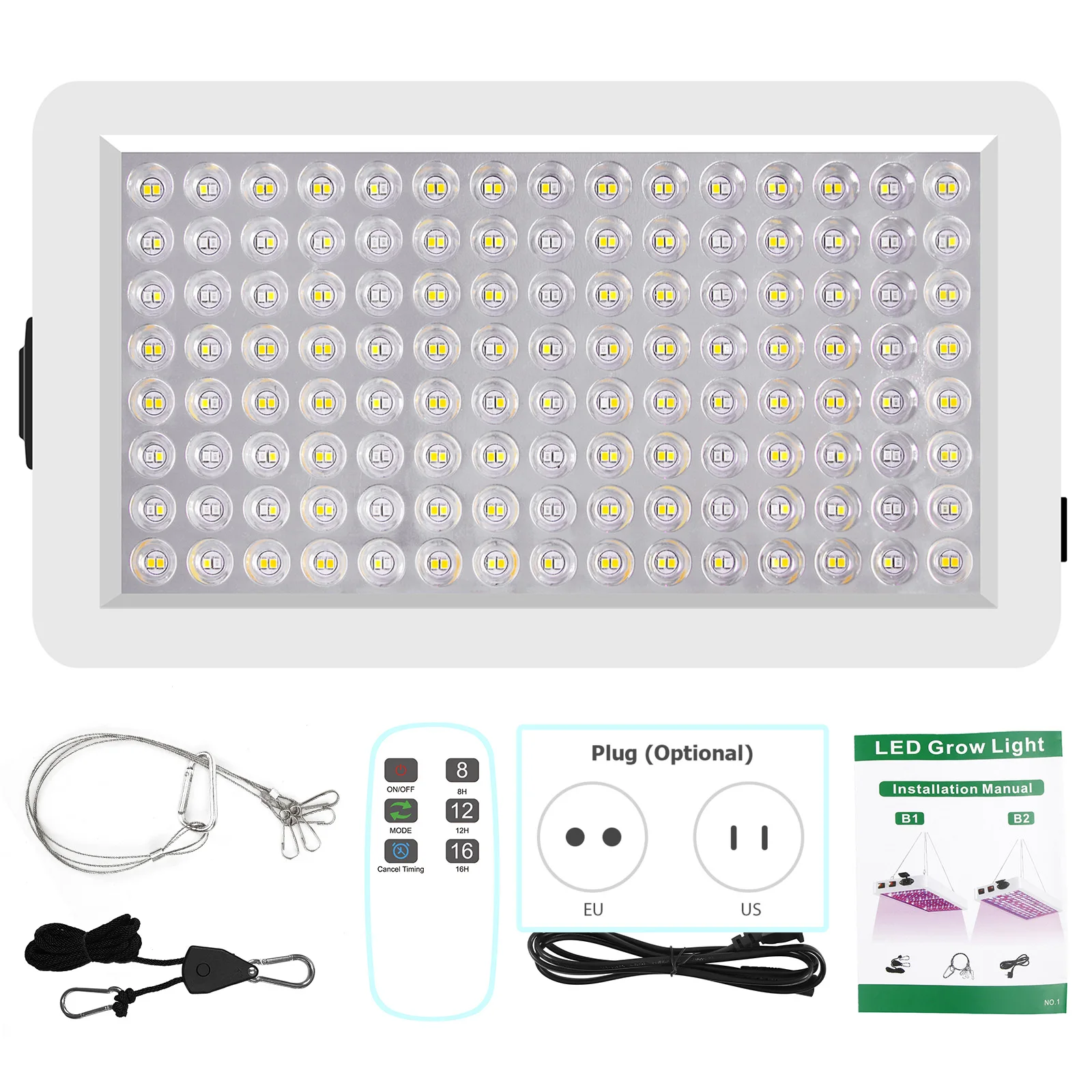 LED Grow Lights for Indoor Plants Full Spectrum Veg Bloom 3 Modes 8H/12H/16H Timer Remote Control Plant Light Seed Starting