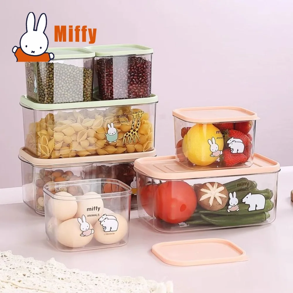 Kawaii Miffy Food Storage Containers Cute Transparent Airtight BPA Free Leakproof Kitchen Pantry Organizer Vegetables Girl Gift