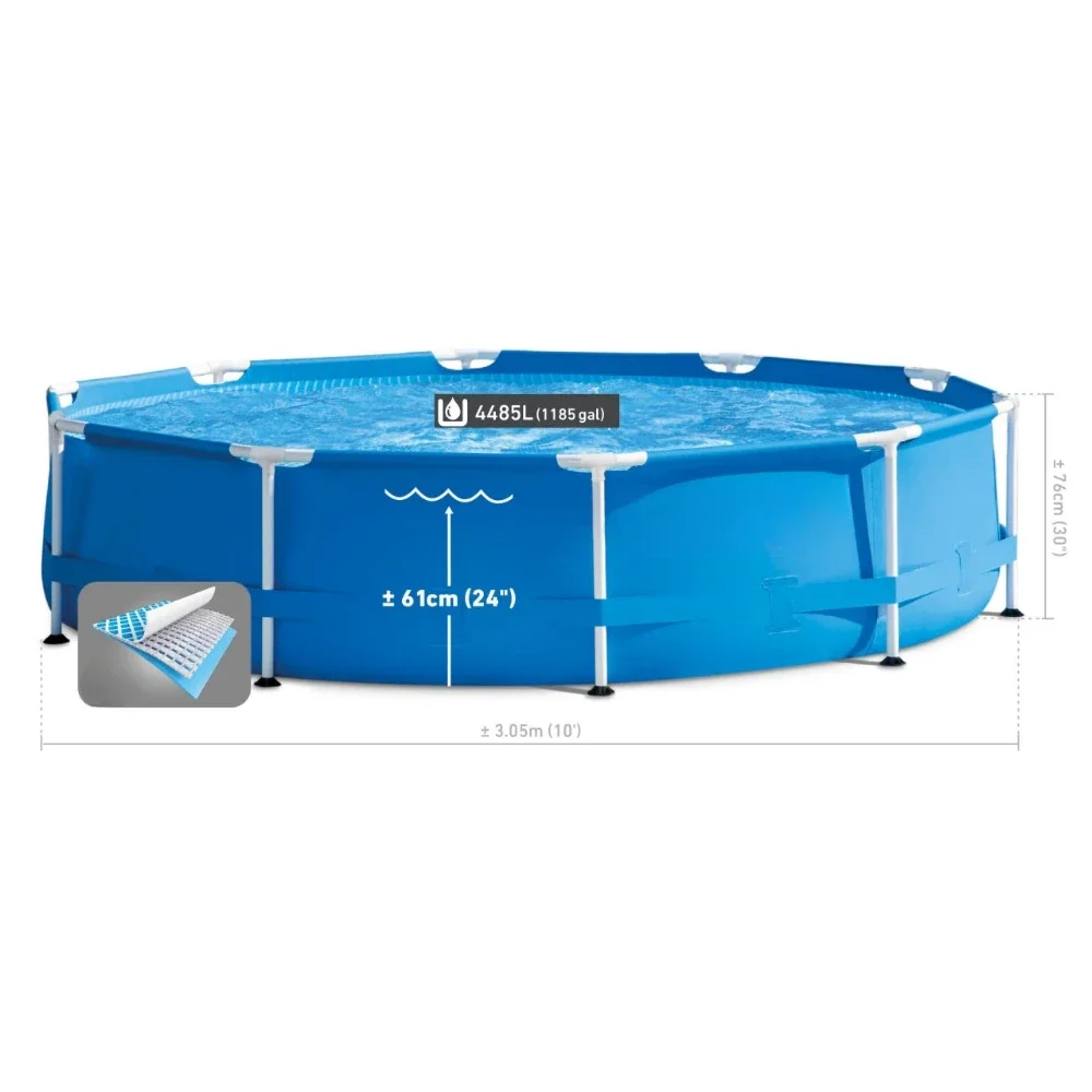 

Metal Frame Above Ground Swimming Pool Set – Includes Cartridge Filter Pump – Puncture-Resistant Material – Rust Resistant
