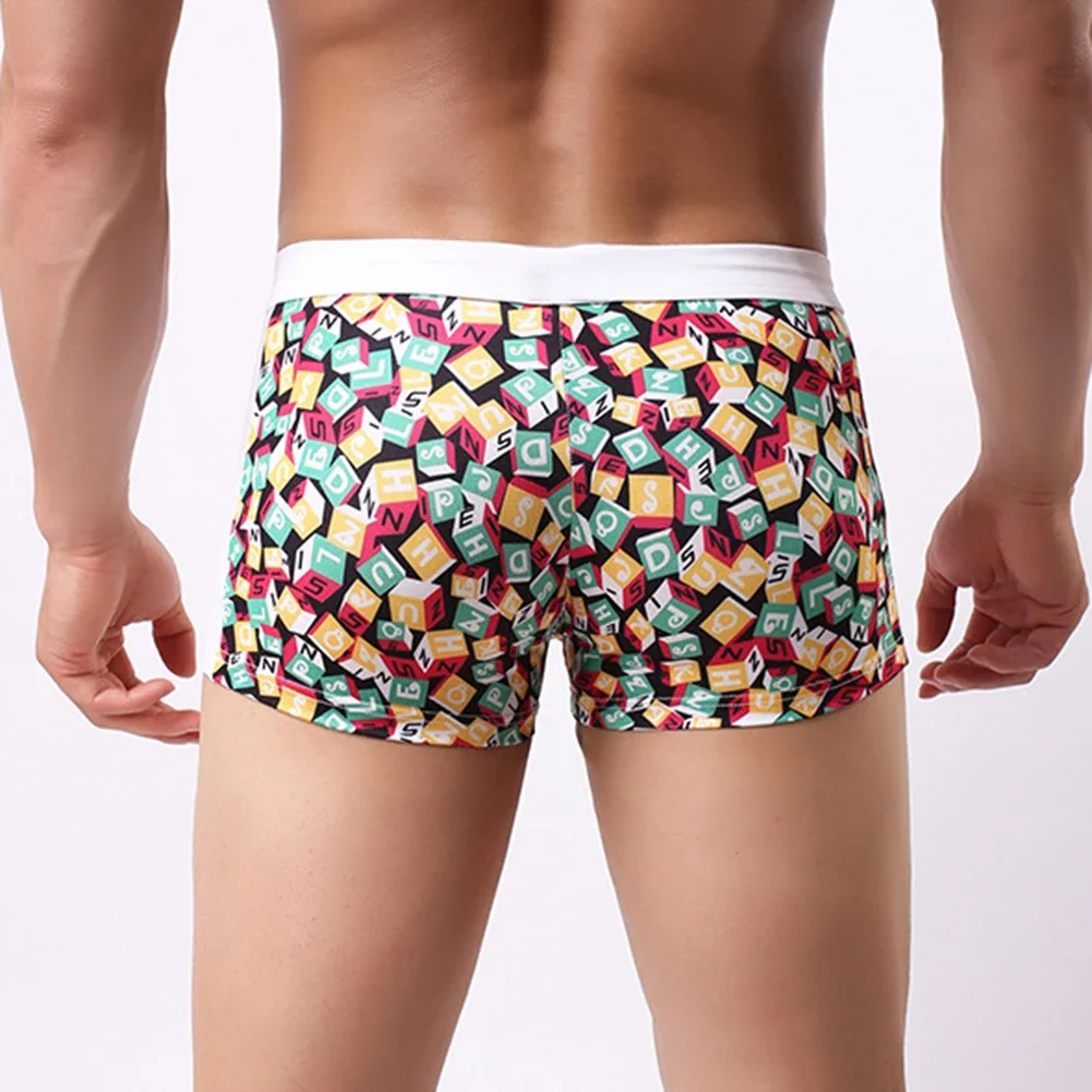 1pc Summer Mens Swimsuit Printed Swimming Boxers Shorts Swimwear Quick Dry Elastic Comfortable Beach Shorts