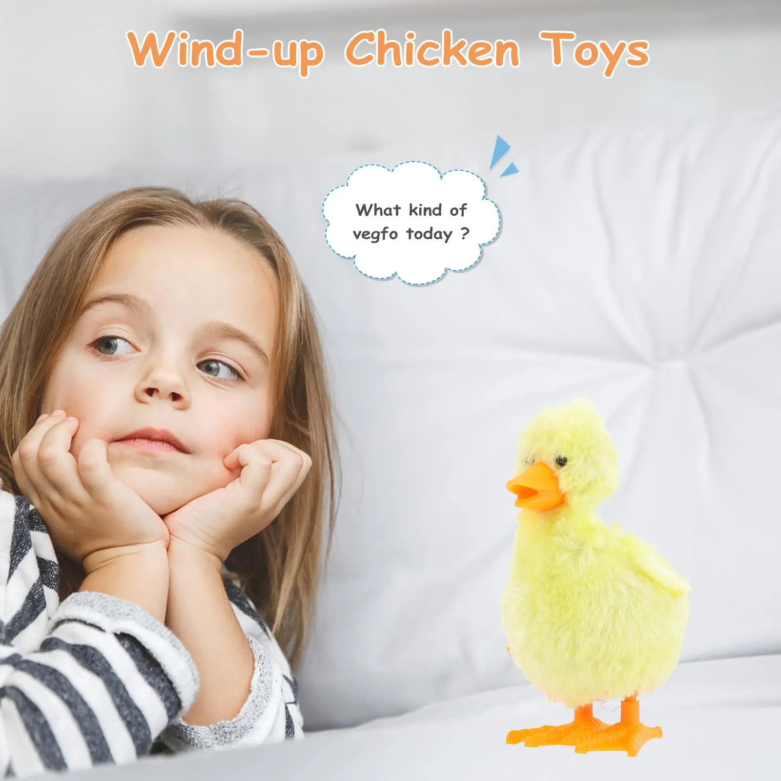 1set Wind Up Chicken Duck Toys Plush Plastic Clockwork Home Decor Easter Gifts Kids Toy Set Walking Action Small Size Easy Grasp