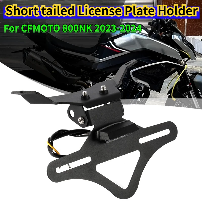 For CFMOTO 800 NK 800NK 2023-2024 Motorcycle License Plate with LED Light Holder Adjustable Short Tail License Plate Bracket