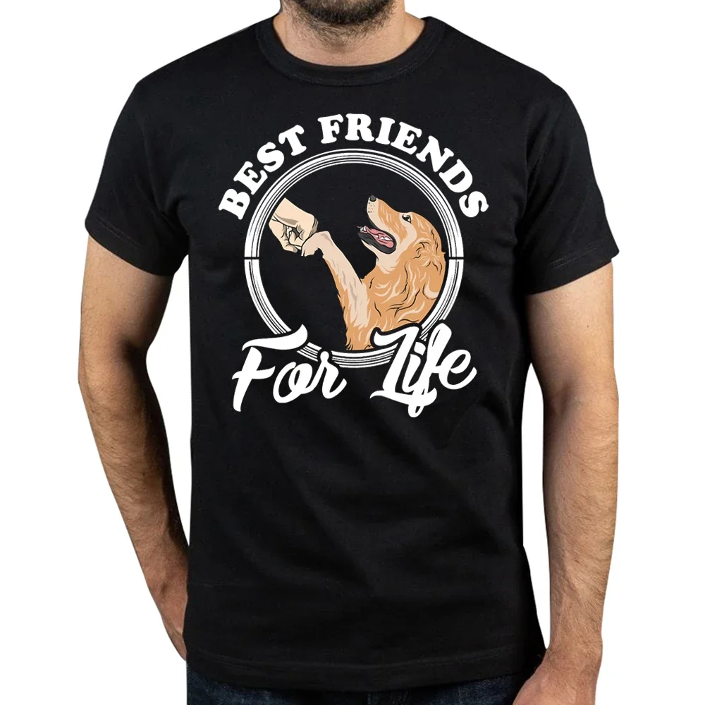 Vintage Golden Retriever Lover Best Friends For Life Dogs Tee Tops Round Neck Short-Sleeve Fashion Tshirt Casual Basic T-shirts