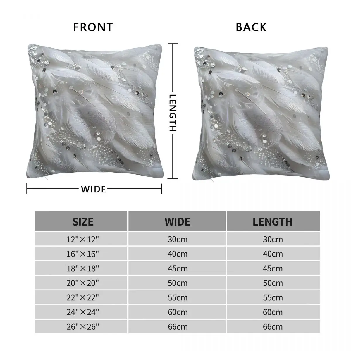 Feather Pearl Arrangement Square Pillowcase Polyester Linen Velvet Pattern Zip Decor Car Cushion Cover
