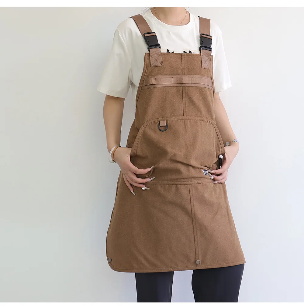 Modern Canvas Apron with Large Pockets for Woodworking And Barbecue Logo Printed Customizable Unisex Thickened Canvas Apron 1