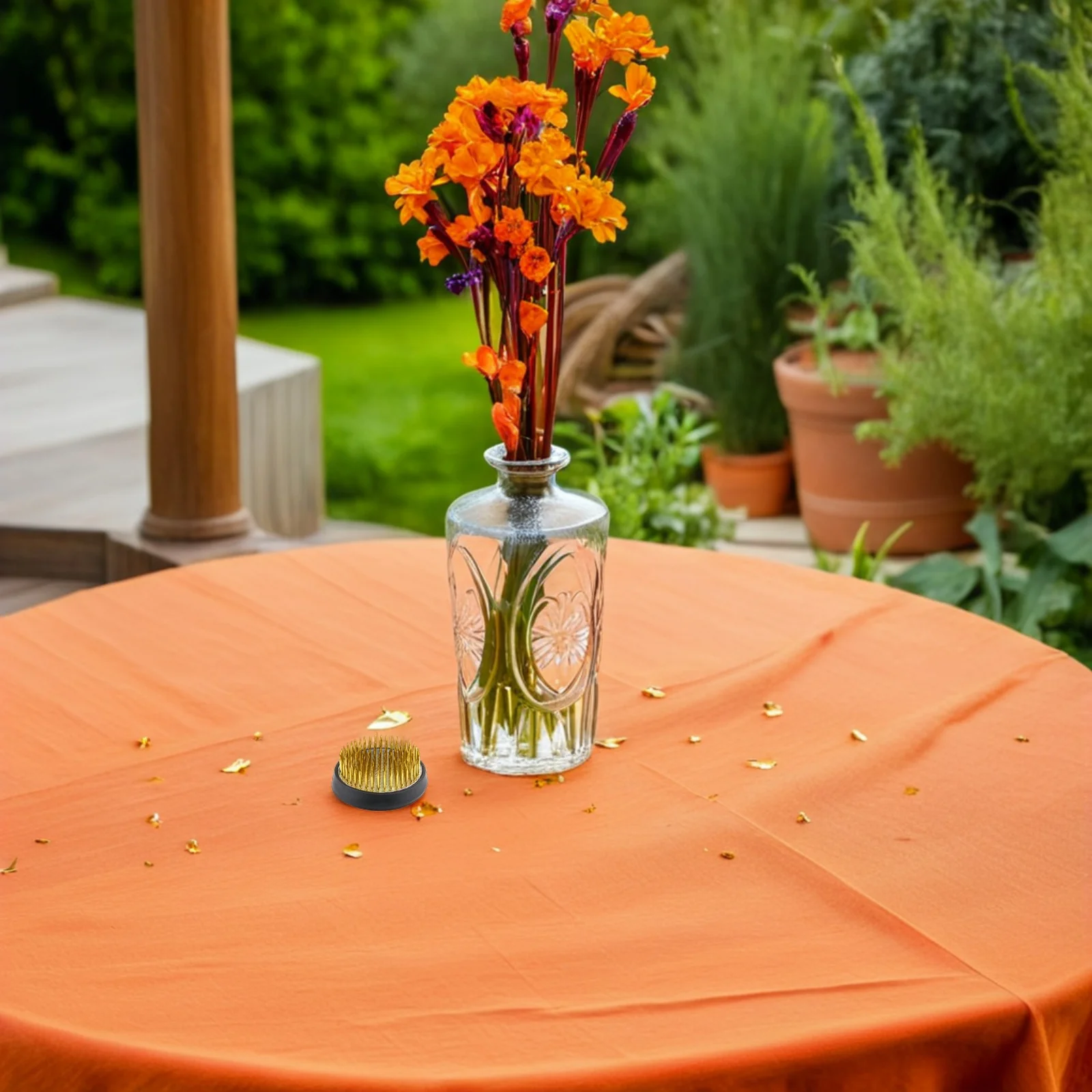 

Copper Needle Flower Arranger Durable Round Frog Electric Wire Plastic Craft Rubber Gasket Prevent Scratches Vase Damage Flower