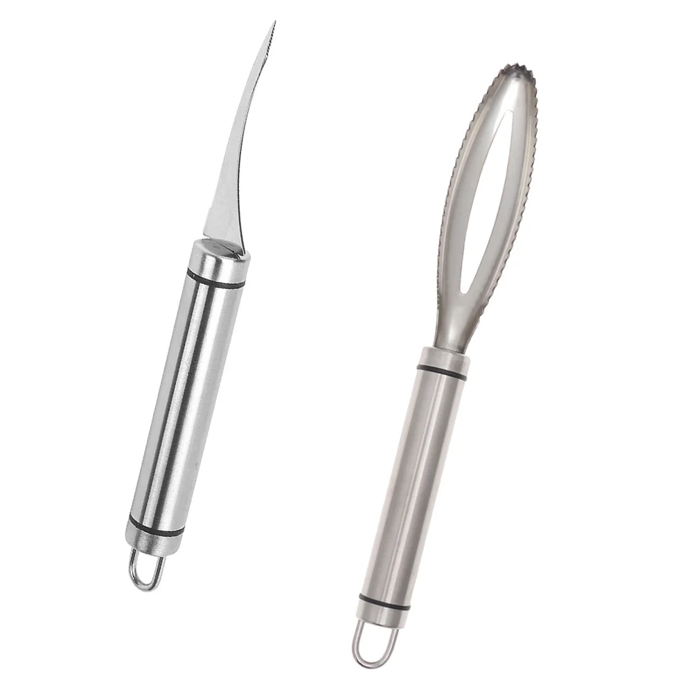 

1 set 1 Set Stainless Steel Shrimp Peeler Fish Scale Scraper Kitchen Gadget Tool Shrimp Line Cutter Metal Fish Scraping Utensil